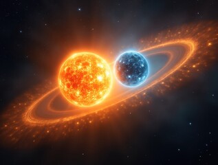 Obraz premium Mesmerizing view of a binary star system