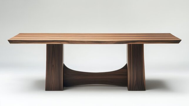 A minimalist, sleek cafeteria table, crafted from dark wood, stands majestically against a transparent background, its clean lines and modern design exuding an aura of sophistication and elegance.