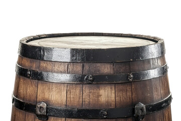 wooden barrel with iron rings isolated