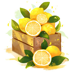 Lemon picture cartoon 2D, a beneficial fruit, is used as an illustration for advertising. Generative AI Illustration