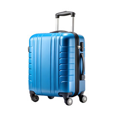 Blue travel suitcase isolated on transparent background