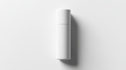 A slender, white deodorant stick, its sleek form accentuated by a subtle shadow, stands isolated against a transparent backdrop, ready to be seamlessly integrated into any design.