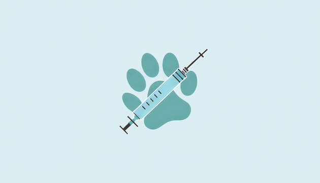 Syringe and paw print icon, representing pet health and vaccination