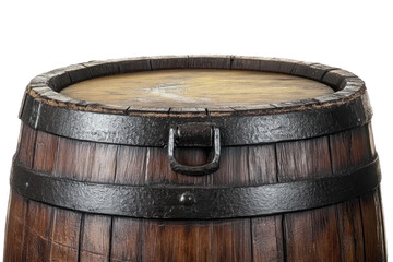 Fototapeta premium wooden barrel with iron rings isolated