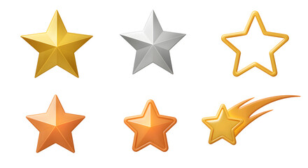 Obraz premium Assorted Metallic Star Collection Gold Silver Bronze for Design Elements