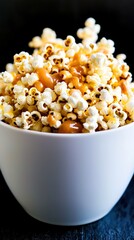 Bowl of caramel popcorn isolate on transparent 