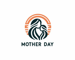 Happy Mother's Day logo design vector template. Mother and children logo.