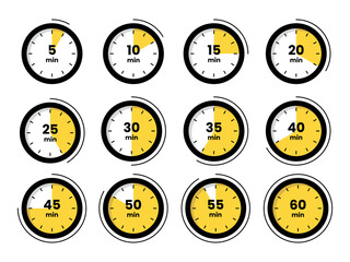 Timer, stopwatch icon set