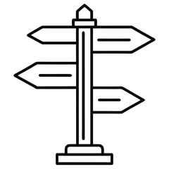 Outline Direction Signs Icon – Black Vector Illustration for Navigation and Wayfinding Design, 
Direction Signs Outline, Navigation Sign Vector, Road Arrow Symbol









