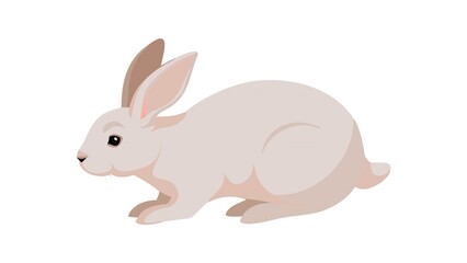 Obraz premium A Gentle Pale Bunny Resting Peacefully In A Simple, Clean Illustration With Soft Pastel Tones