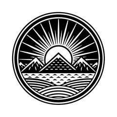 Sunrise, Sunset, Sun Thin Line Icon &ndash; Vector Illustration and Logo Template for Minimalist Design, Sun Line Icon, Sunrise Sunset Vector, Sun Logo Template
