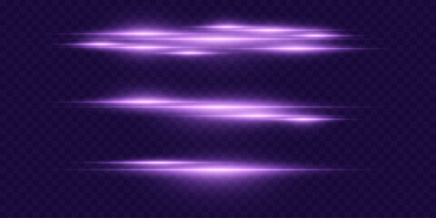 Set of light highlights and effects. Horizontal laser lines.