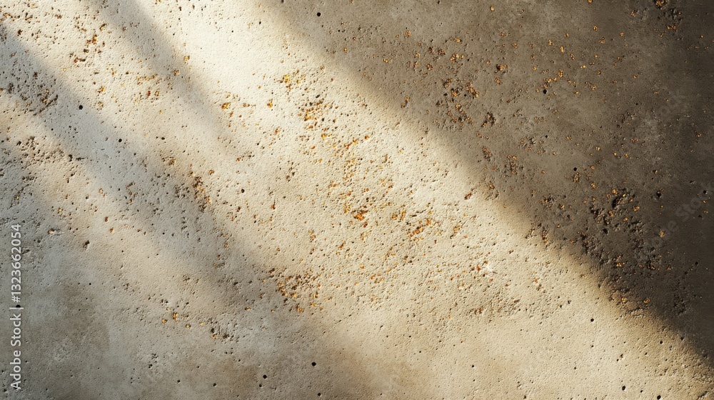 Poster a soft, matte clay-toned wall with fine golden flecks embedded within the surface, catching light at