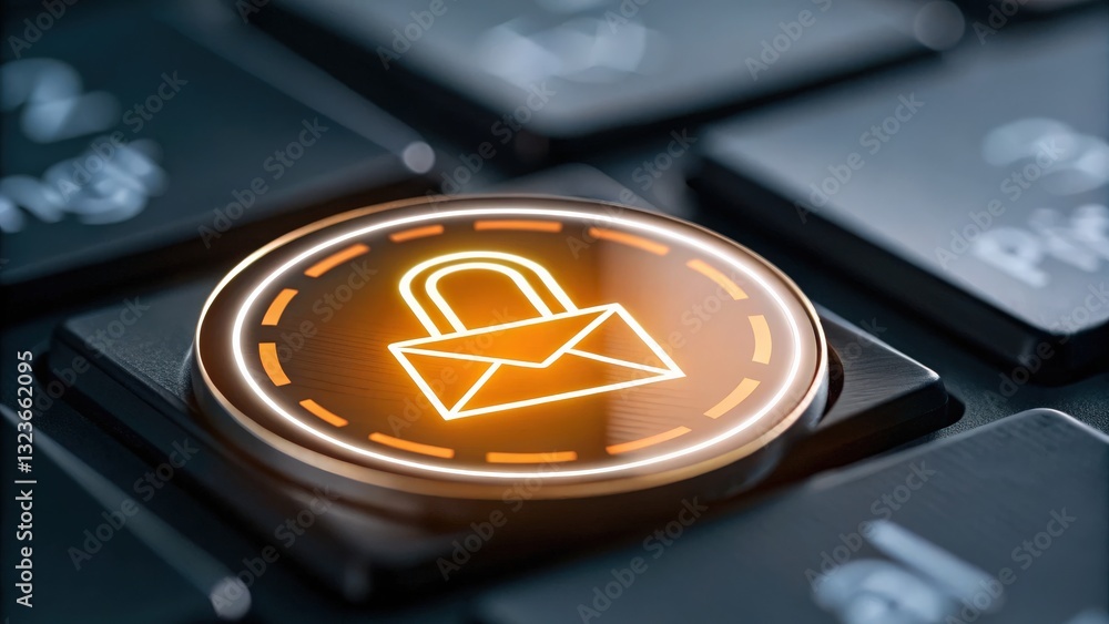 Poster protect prevention policy concept. lock symbol on a keyboard key, representing security and privacy.