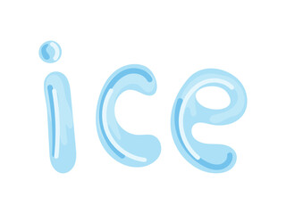 Lettering ICE. Vector illustration of ice letters, in flat style.