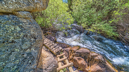 Obraz premium Fishermen's Path, Cega River Ravine Hiking Route, Cega River Ravine, La Velilla, Pajares de Pedraza, Pedraza, Segovia, Castile and Leon, Spain, Europe