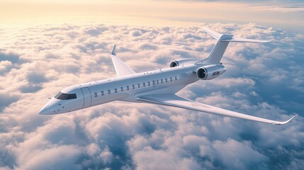 Obraz premium A pristine white passenger aircraft, its silhouette sharp against the azure sky, floats majestically on a transparent backdrop, ready to take flight on an adventure.