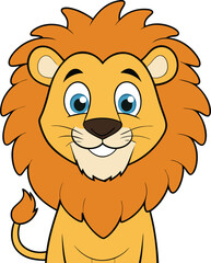 Obraz premium A friendly lion with a fluffy mane and a cute grin.