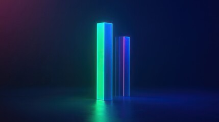 Abstract image of colorful translucent bars of varying heights.