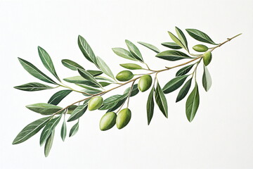 Olive tree branch with green olives
