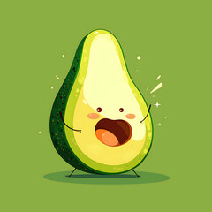 Avocado picture cartoon 2D, a beneficial fruit, is used as an illustration for advertising.