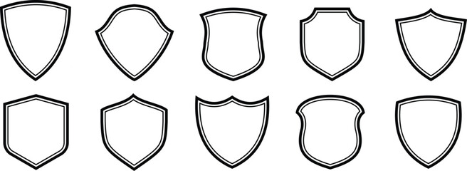 Shield icon, set of shields. Collection of security shield icon vector. Protect shield security line icons.	
