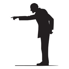 Guiding Pointing Oldman silhouette, leading with years of wisdom - Oldman illustration - Minimalist Pointing Oldman vector - Mentor icon
