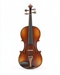 Fototapeta premium Classic Violin: A Detailed Close-up of a Polished Violin Against a White Background