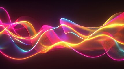 Naklejka premium Abstract animation of swirling neon shapes.