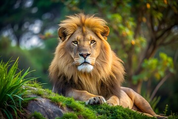 Fototapeta premium Lion Wild Animals Nature Wallpaper desktop Copy Space milkyhexddway Backgrounds for creating advertising placements Your ads can be here Company logo agency billboard advertising display poster banner