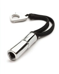 Sleek Chrome Keychain Laser Pointer with Black Cord