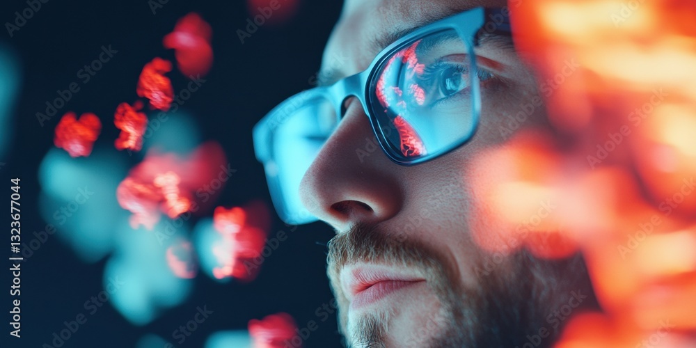 Aufkleber Futuristic Data Visualization Immersive AI-Driven Analytics with Holographic Interfaces - Next-Gen Professional Insight Exploration for Tech-Forward Innovators