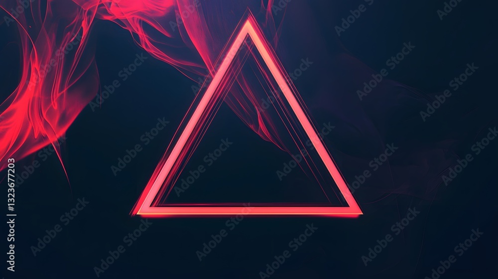Poster a glowing red triangular shape with a smoky background effect