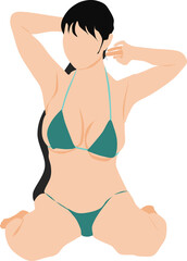 Fototapeta premium ポーズをとる水着を着た女性のイラスト