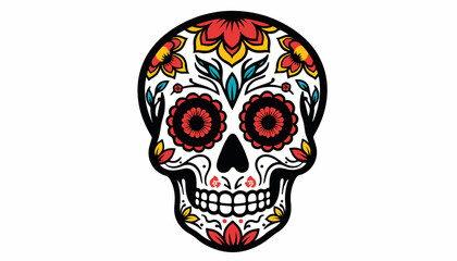 Decorative sugar skull with colorful floral designs