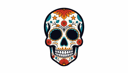 Fototapeta premium Colorful decorative skull with floral patterns