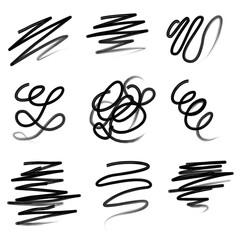 Abstract Scribble Lines Vector - Black and White Hand-Drawn Swirls, Waves, and Doodles