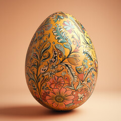 Warm and Colorful Decorated Easter Egg with Easter Bunny