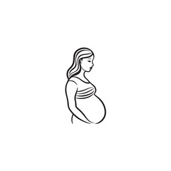 line draw pregnant woman symbol icon 