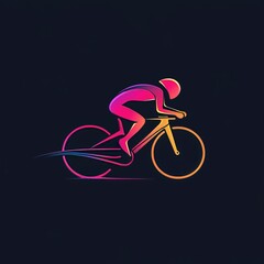 Fototapeta premium Logo of a Dynamic Cyclist in Motion with Vibrant Colors