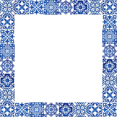 Frame your content with a stunning azulejo frame watercolor, inspired by Portugal’s rich culture.