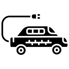 Electric Car Line Icon Style