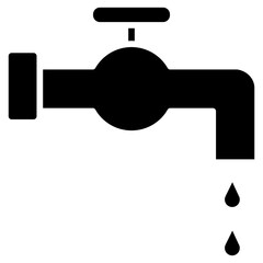 Water Tap Line Icon Style
