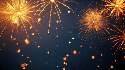 Obraz premium Colorful Fireworks Bursting in the Dark Sky