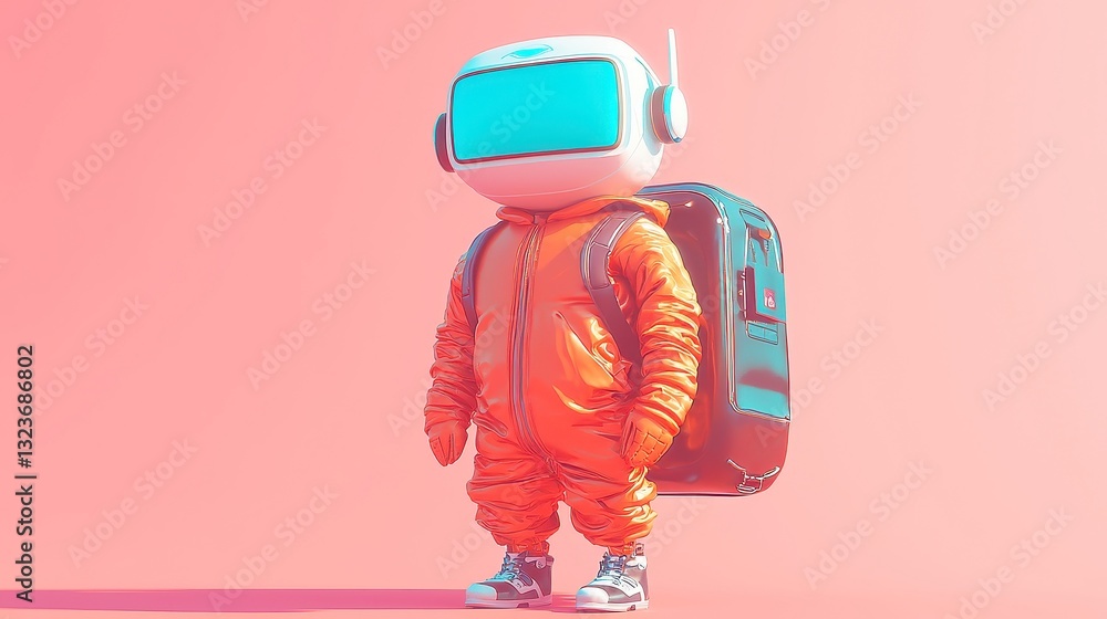 Poster ai travel companion, a sleek and modern robot assisting with personalized travel suggestions, set ag