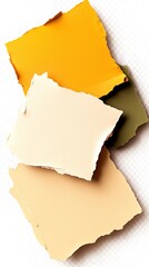 Set of 2 torn paper textures in pastel colors isolate on transparent backgrounds, invitation
