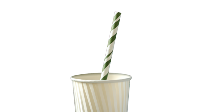 Close-up of an eco-friendly paper drinking straw --ar 16:9