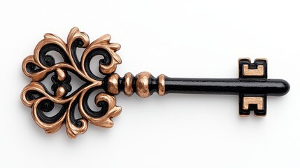 Ornate Black And Gold Antique Key