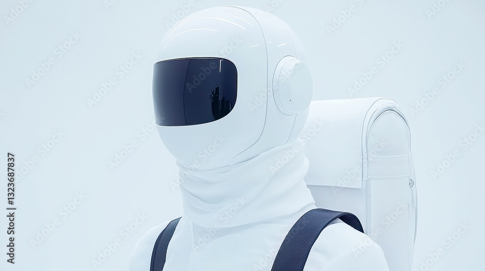 Poster ai travel maestro, a sleek robotic assistant for personalized travel planning, set against a minimal