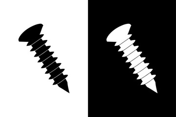 Black and White Screw Silhouette Perfect for Hardware & Construction Designs.